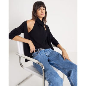 Black 2 in 1 Drape Top