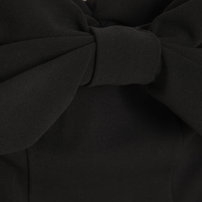 Black 3D Bow Bardot Top