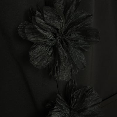 Black 3D Flower Mini Shift Dress