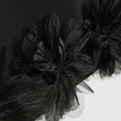 Black 3D Flower Mini Skirt
