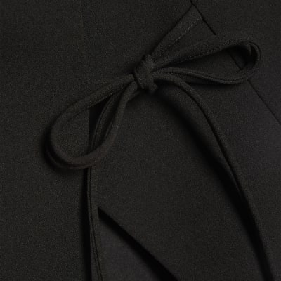 Black Asymmetric Bow Tie Front Waistcoat