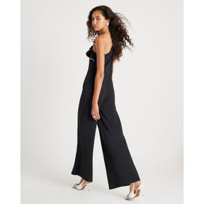 Black Asymmetric Tipped Frill Jumpsuit