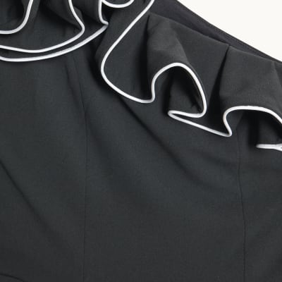 Black Asymmetric Tipped Frill Jumpsuit