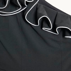 Black Asymmetric Tipped Frill Jumpsuit