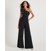Black Asymmetric Tipped Frill Jumpsuit
