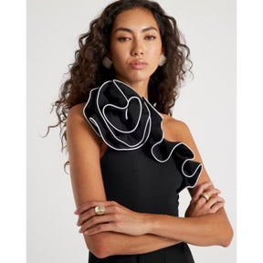 Black Asymmetric Tipped Frill Jumpsuit