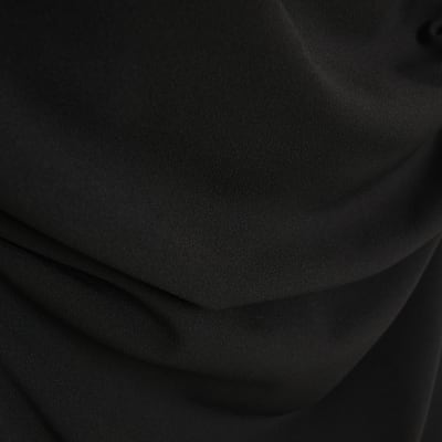 Black Asymmetrical Draped Maxi Dress