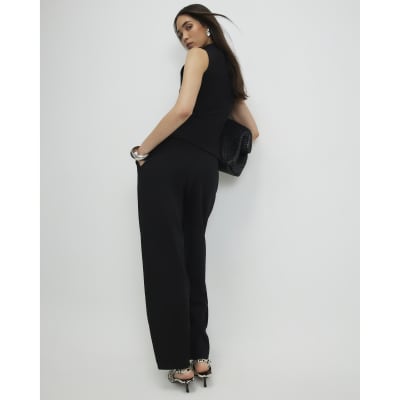 Black Barrel Leg Jersey Trousers