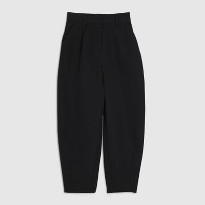 Black Barrel Leg Tailored Trousers