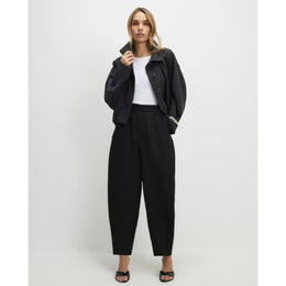 Black Barrel Leg Tailored Trousers