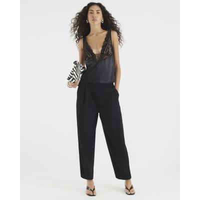 Black Barrel Leg Trousers