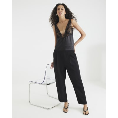 Black Barrel Leg Trousers