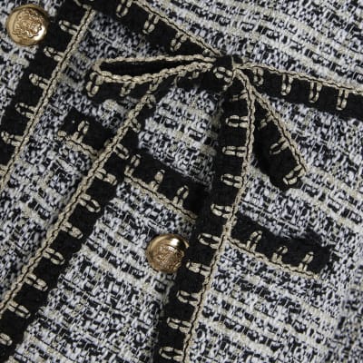 Black Belted Boucle Jacket