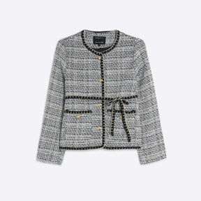 Black Belted Boucle Jacket