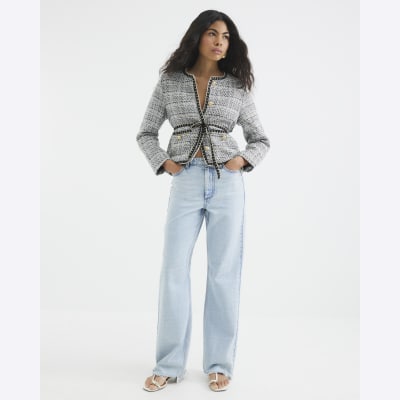 Black Belted Boucle Jacket