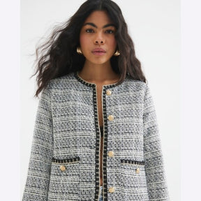 Black Belted Boucle Jacket