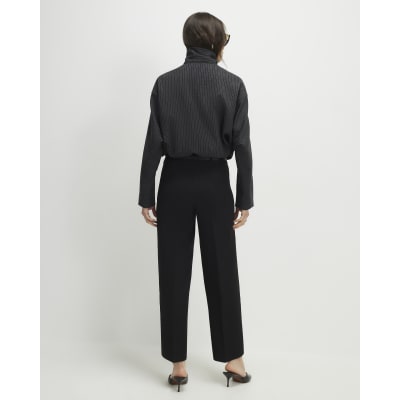 Black Belted Cropped Wide Leg Trousers