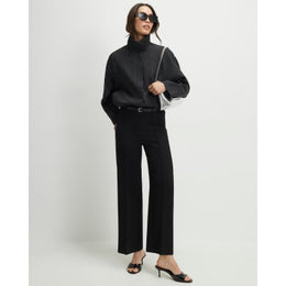 Black Belted Cropped Wide Leg Trousers