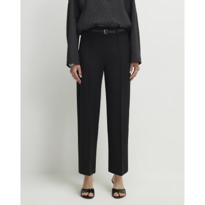 Black Belted Cropped Wide Leg Trousers