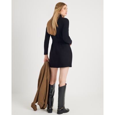 Black Belted Jumper Dress