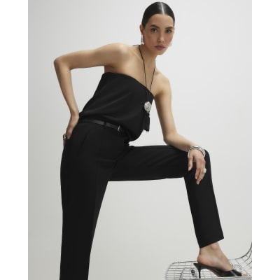 Black Belted Slim Fit Trousers
