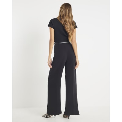 Black Belted Wide Leg Trousers