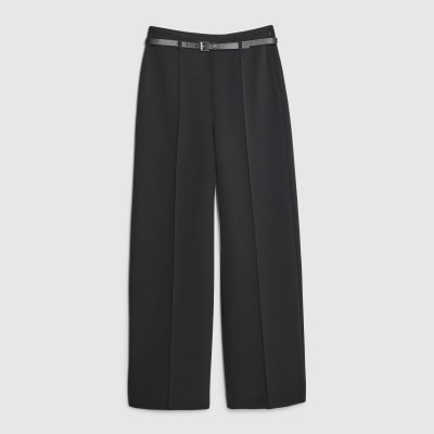 Black Belted Wide Leg Trousers