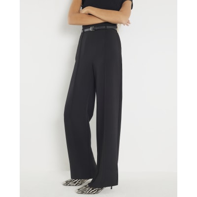 Black Belted Wide Leg Trousers