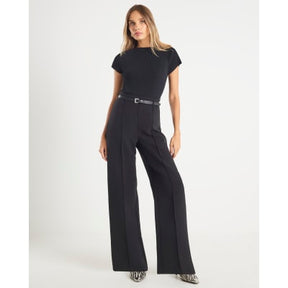 Black Belted Wide Leg Trousers