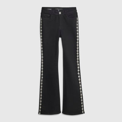 Black Bootcut Embellished Jeans