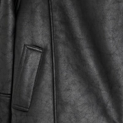 Black Borg Lined Aviator Jacket