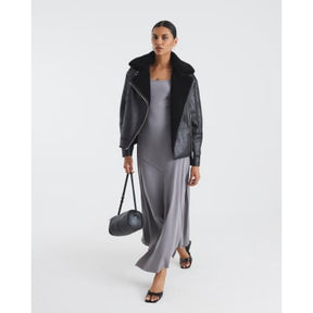 Black Borg Lined Aviator Jacket