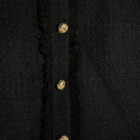 Black Boucle Button Front Mini Skirt