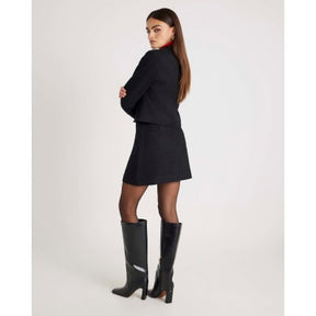 Black Boucle Button Up Jacket