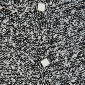 Black Boucle Cap Sleeve Button Top