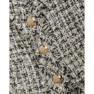 Black Boucle Cropped Waistcoat