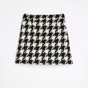 Black Boucle Dogtooth Boucle Mini Skirt