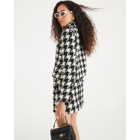 Black Boucle Dogtooth Cropped Jacket
