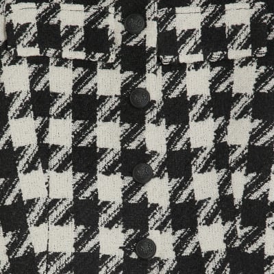 Black Boucle Dogtooth Cropped Jacket