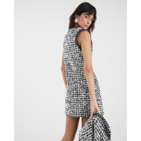 Black Boucle Sequin Mini Shift Dress