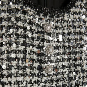 Black Boucle Sequin Mini Shift Dress