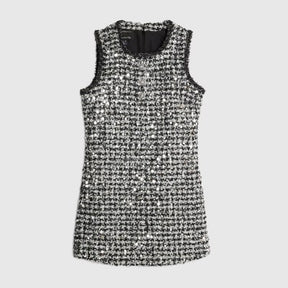 Black Boucle Sequin Mini Shift Dress