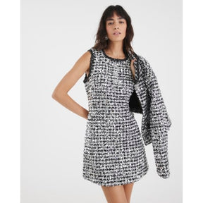 Black Boucle Sequin Mini Shift Dress