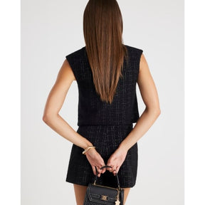 Black Boucle Sleeveless Waistcoat