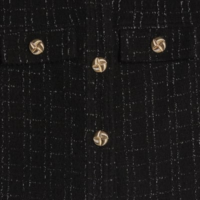 Black Boucle Sleeveless Waistcoat