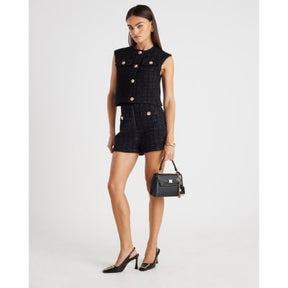 Black Boucle Sleeveless Waistcoat