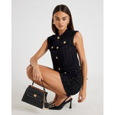 Black Boucle Sleeveless Waistcoat