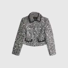 Black Boucle Tailored Sequin Jacket