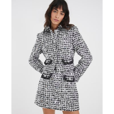 Black Boucle Tailored Sequin Jacket