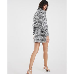 Black Boucle Tailored Sequin Mini Skirt